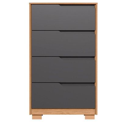 Kit Cômoda 4 Gavetas E Mesa De Cabeceira Sara 2 Gavetas Flex Freijó/titanium