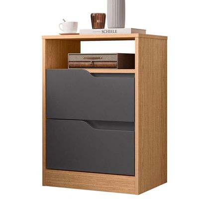 Kit Cômoda 4 Gavetas E Mesa De Cabeceira Sara 2 Gavetas Flex Freijó/titanium