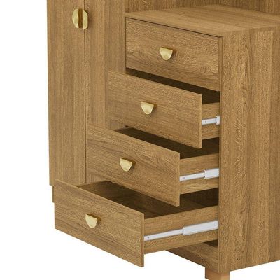 Cômoda Guarda-roupa Com 4 Gavetas E 5 Prateleiras Cristine Nature