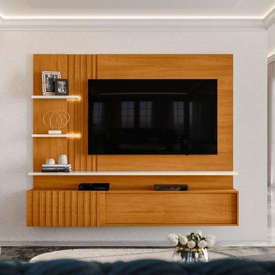 Painel Suspenso Para Tv 65 Polegadas Com 3 Portas Atenis Cinamomo/off White