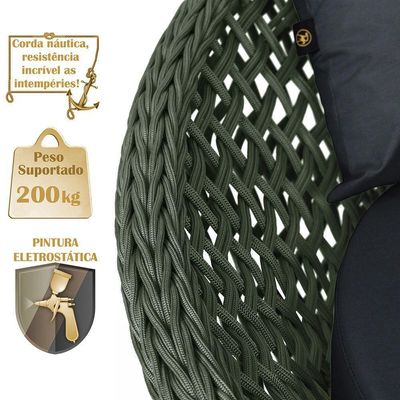 Chaise Hungria Pintura Marrom Corda Náutica E12 Trama Verde