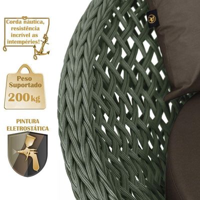 Chaise Hungria Pintura Preta Corda Náutica E9 Trama Original Verde