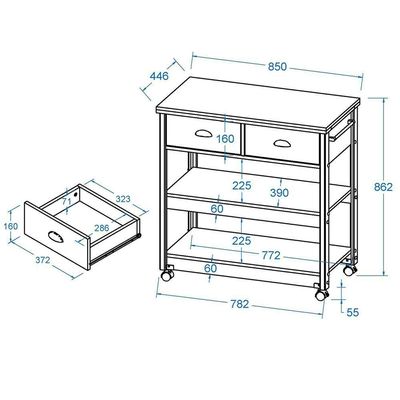 Aparador Carrinho Café 2 Gavetas 85 Cm Ba135 Branco Dtall