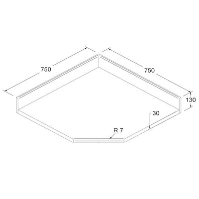 Tampo Obliquo Para Balcão De Cozinha 75 Cm Cd406 Preto Dtall