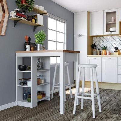 Bancada Ilha Cozinha 3 Prateleiras 90x60 Cm Cd1022 Branco Dtall