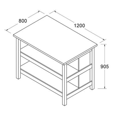 Bancada Ilha Cozinha 2 Prateleiras 120x80 Cm Cd1019 Branco Dtall