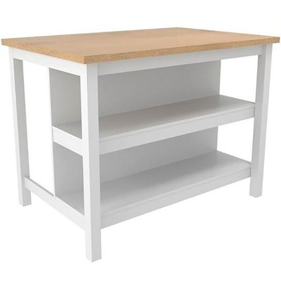 Bancada Ilha Cozinha 2 Prateleiras 120x80 Cm Cd1019 Branco Dtall