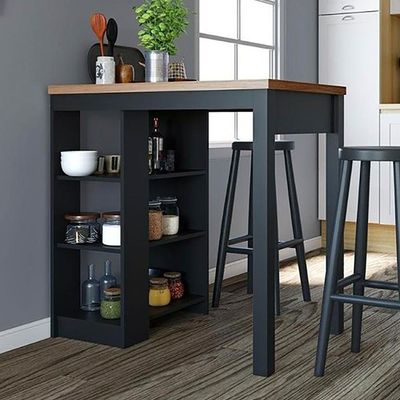 Bancada Ilha Cozinha 3 Prateleiras 90x60 Cm Cd1022 Dtall Preto Preto