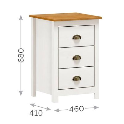 Mesa De Cabeceira 3 Gav Madeira Maciça 46 Cm 9130 Branco Freijo Milani Store