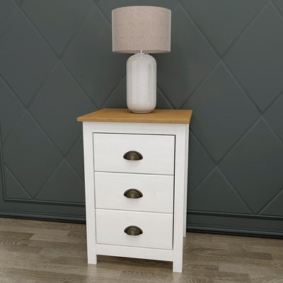 Mesa De Cabeceira 3 Gav Madeira Maciça 46 Cm 9130 Branco Freijo Milani Store