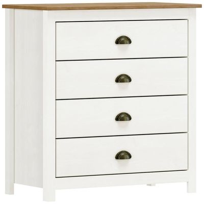 Comoda 4 Gavetas Madeira Maciça 80 Cm 9101 Branco Freijo Milani Store