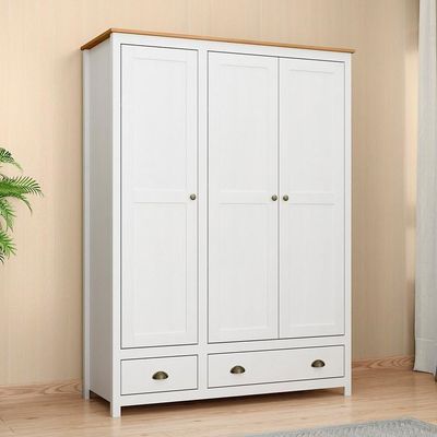 Guarda Roupa 3p 2g Madeira Maciça 136 Cm 9104 Branco Freijo Milani Store