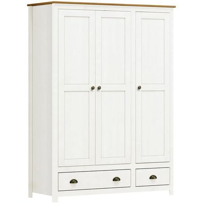 Guarda Roupa 3p 2g Madeira Maciça 136 Cm 9104 Branco Freijo Milani Store