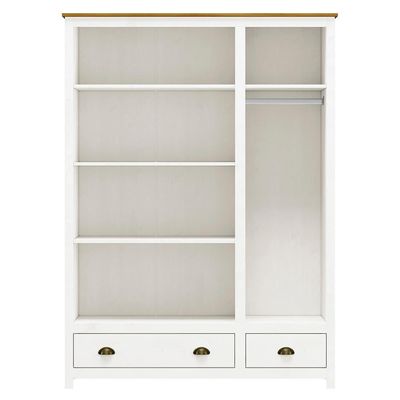 Guarda Roupa 3p 2g Madeira Maciça 136 Cm 9104 Branco Freijo Milani Store