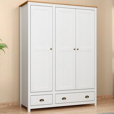 Guarda Roupa 3p 2g Madeira Maciça 136 Cm 9104 Branco Freijo Milani Store