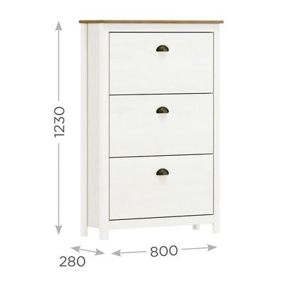 Sapateira 3 Gavetas Madeira Maciça 80 Cm 9175 Branco Freijo Milani Store