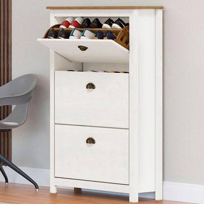 Sapateira 3 Gavetas Madeira Maciça 80 Cm 9175 Branco Freijo Milani Store