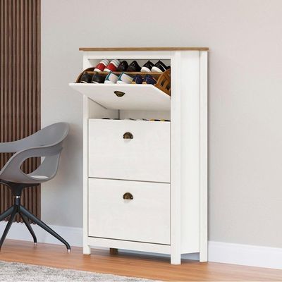 Sapateira 3 Gavetas Madeira Maciça 80 Cm 9175 Branco Freijo Milani Store