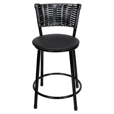 Banquetas Baixa Para Cozinha Hawai Preto 4un Assento Preto