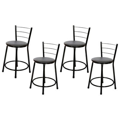 Banquetas Baixa Para Cozinha Preto 4un Assento Preto