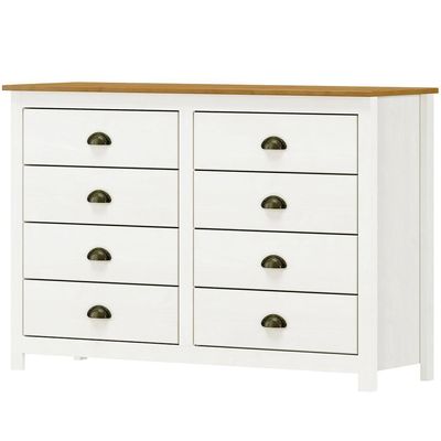Comoda 8 Gavetas Madeira Maciça 125 Cm 9102 Branco Freijo Milani Store