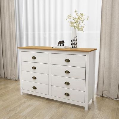 Comoda 8 Gavetas Madeira Maciça 125 Cm 9102 Branco Freijo Milani Store