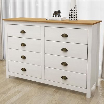 Comoda 8 Gavetas Madeira Maciça 125 Cm 9102 Branco Freijo Milani Store