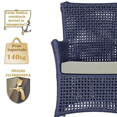 Poltronas Igapó Alumínio Pintura Fendi Corda Náutica E3 Azul