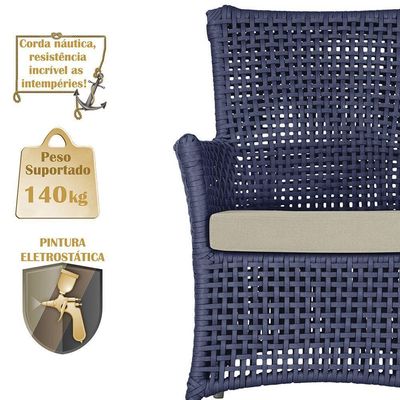 Poltronas Igapó Alumínio Pintura Fendi Corda Náutica E7 Azul