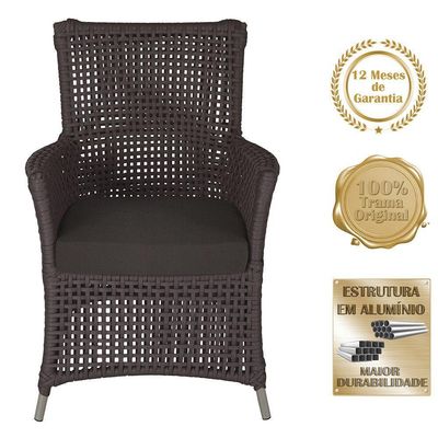 4 Poltronas Igapó Alumínio Pintura Fendi Corda Náutica E9 Marrom