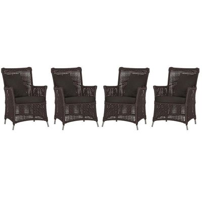 4 Poltronas Igapó Alumínio Pintura Fendi Corda Náutica E9 Marrom