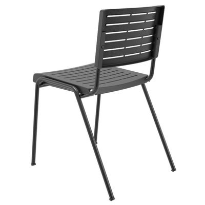 Cadeira Empilhável Fixa Escritório Multiuso Base Preta Kimi P03 Preto - Lyam Decor