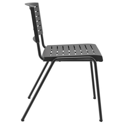 Cadeira Empilhável Fixa Escritório Multiuso Base Preta Kimi P03 Preto - Lyam Decor