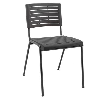 Cadeira Empilhável Fixa Escritório Multiuso Base Preta Kimi P03 Preto - Lyam Decor