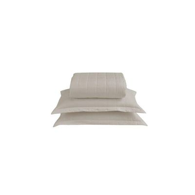 Kit Cobre Leito Colcha Dual King 3 Peças Matelado Dupla Face Liso Areia 100% Poliéster