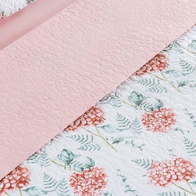 Kit Cobre Leito Colcha Maggy Queen 3 Peças Dupla Face Percale 200 Fios Hortencia Floral Rosa