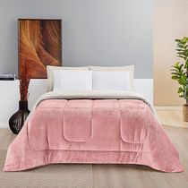 Coberdrom Diamond Casal King Sherpa Com Manta Flannel 01 Peça Rosa 100% Poliéster