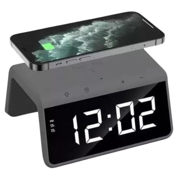 Carregador Indução + Relógio Despertador (preto)