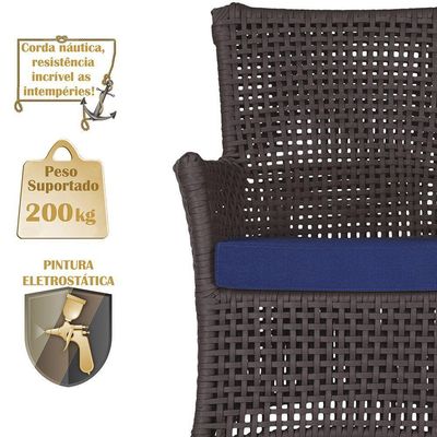 2 Sofás área Externa Igapó Alumínio Preta Corda Náutica E10 Marrom