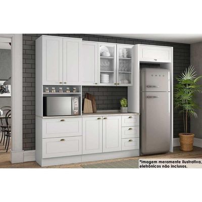Cozinha 7 Peças (2 Armários + 1 Paneleiro + 1 Balcão + 3 Complementos) C5p64 Branco