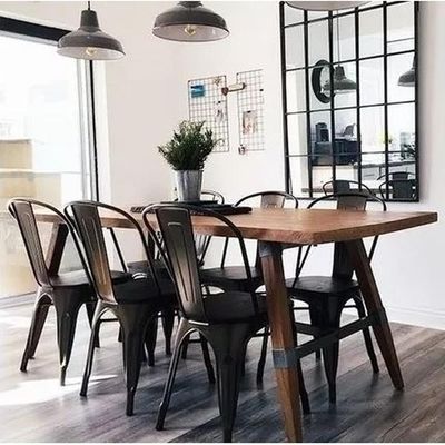 4 Cadeiras Industrial Ferro Iron Churrasco Bar Preto Fosco