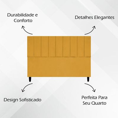 Cabeceira Para Cama King 195 Cm Elen Suede Mostarda Suede