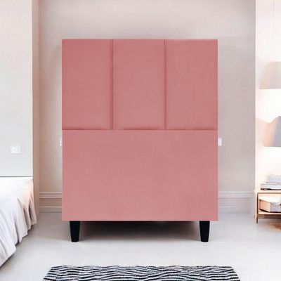 Cabeceira Estofada Para Cama Box Solteiro 90 Cm Classic Suede Rosê Suede
