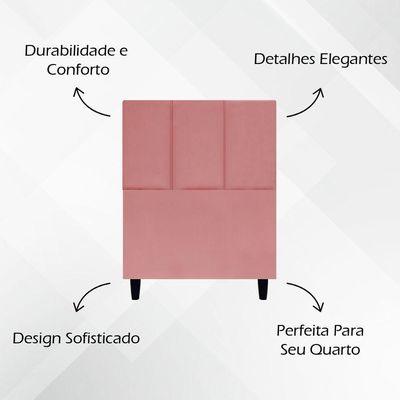 Cabeceira Estofada Para Cama Box Solteiro 90 Cm Classic Suede Rosê Suede