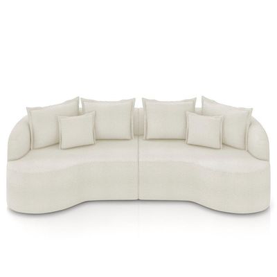 Sofá 3 Lugares 210cm Orgânico Quito K04 Bouclê Areia - Mpozenato