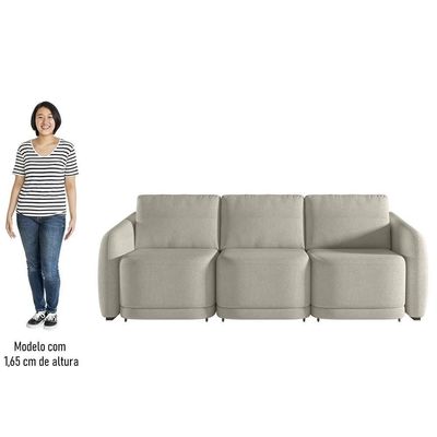 Sofá Cama Casal Para Sala 276cm Polska K04 Bouclê Bege - Mpozenato