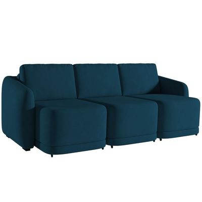 Sofá Cama Casal Para Sala 306cm Polska K04 Veludo Azul - Mpozenato