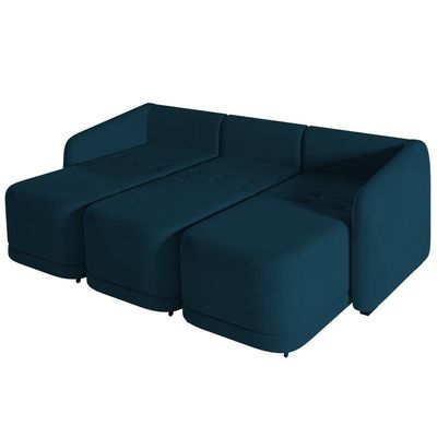 Sofá Cama Casal Para Sala 306cm Polska K04 Veludo Azul - Mpozenato