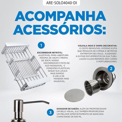 Kit Cuba 40X40 E Dosador E Válvula/Escorredor/Tampa Arell