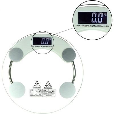 Balanca Digital Vidro Temperado 180kg Banheiro Academia Redonda